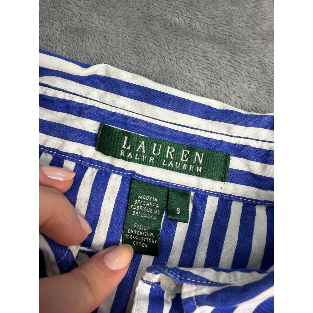 Ralph Lauren Striped Puff Sleeve Blouse Cotton Hamptons Coastal Coquette S - Picture 3 of 6